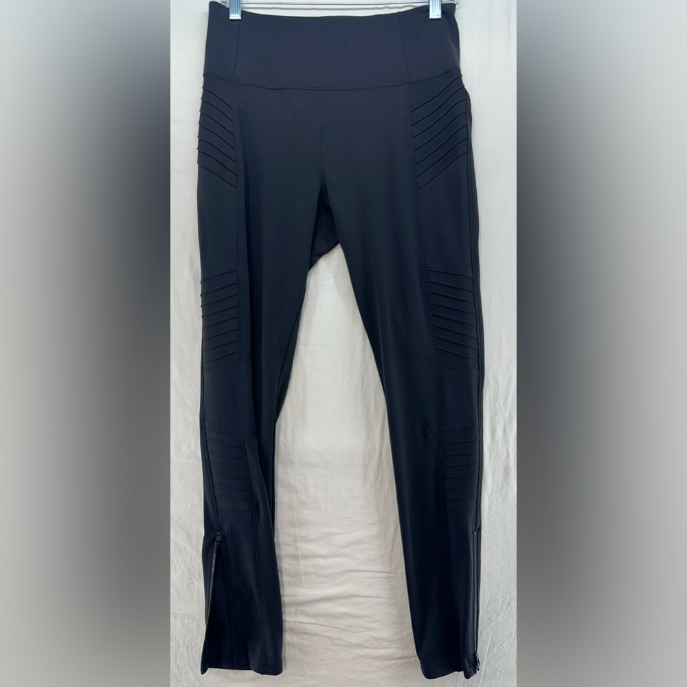 ATHLETA Delancey Moto Tight Leggings Black 598323 Womens Size M
